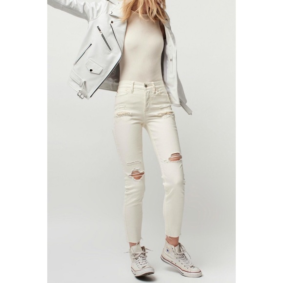 Free People White Distressed Lace Jeans - Picture 8 of 8